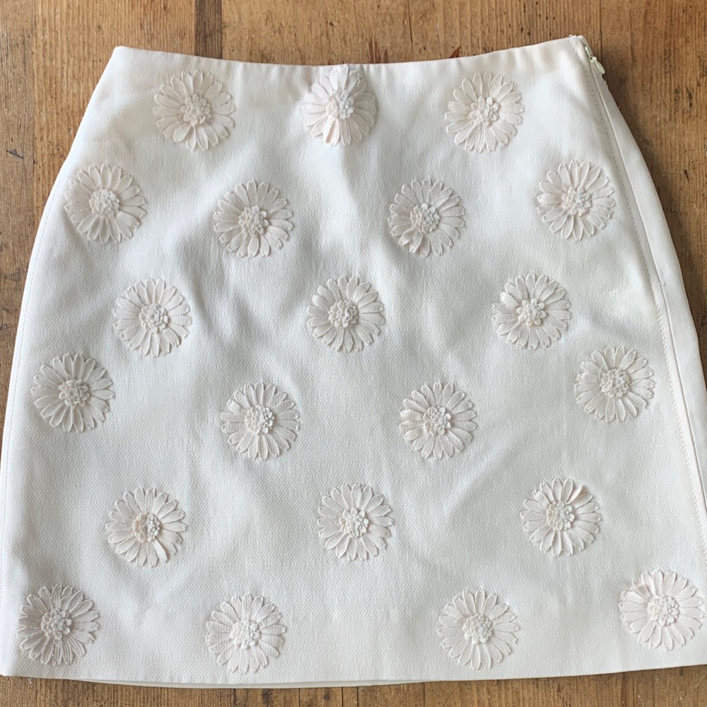 Valentino White Floral Silk Wool Mini Skirt - Picture 4 of 16